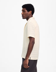 Jacquard-Knit Short-Sleeve Button-Up Shirt ANTIQUE CREAM