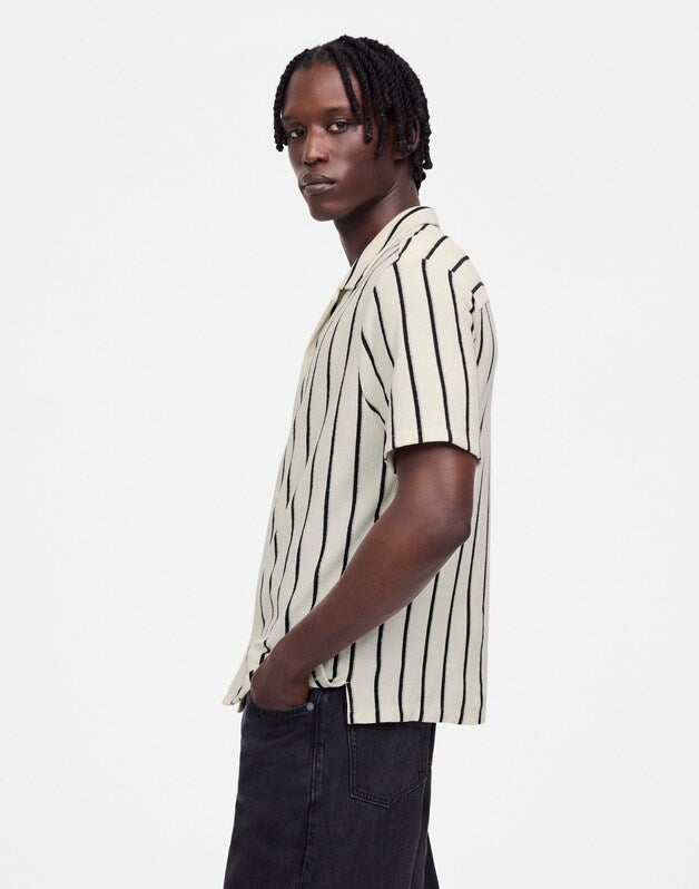 The Textured Knit Camp-Collar Shirt VINTAGE IVORY