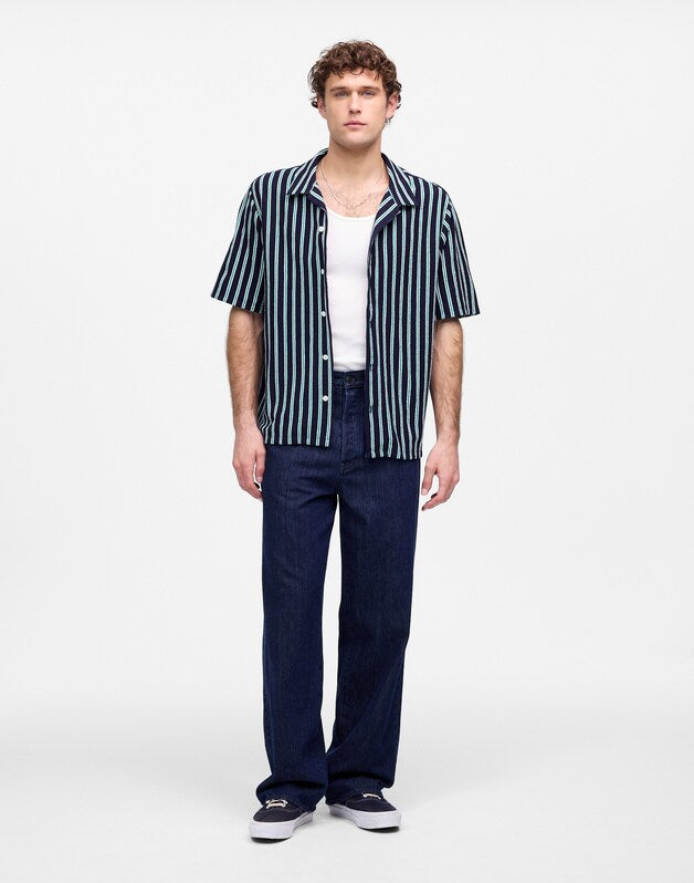 The Textured Knit Camp-Collar Shirt JUNIPER BERRY