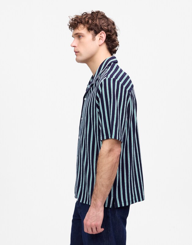 The Textured Knit Camp-Collar Shirt JUNIPER BERRY