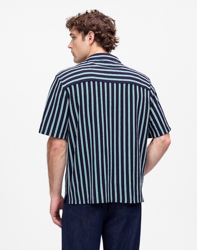 The Textured Knit Camp-Collar Shirt JUNIPER BERRY