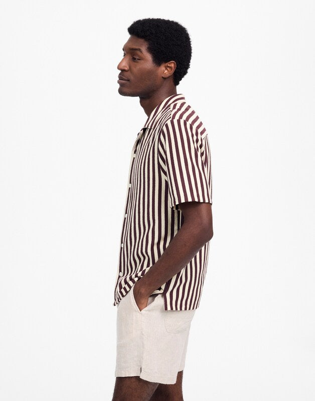 The Textured Knit Camp-Collar Shirt DUSTY PLUM