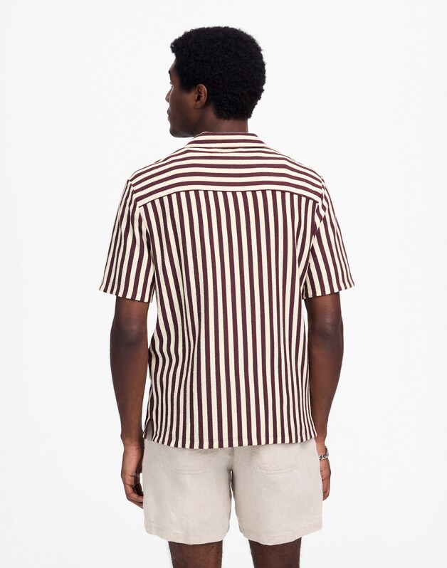 The Textured Knit Camp-Collar Shirt DUSTY PLUM