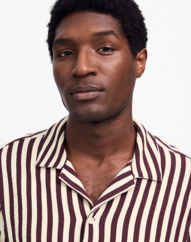 The Textured Knit Camp-Collar Shirt DUSTY PLUM