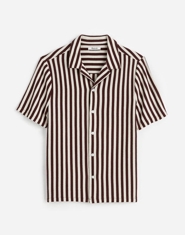 The Textured Knit Camp-Collar Shirt DUSTY PLUM