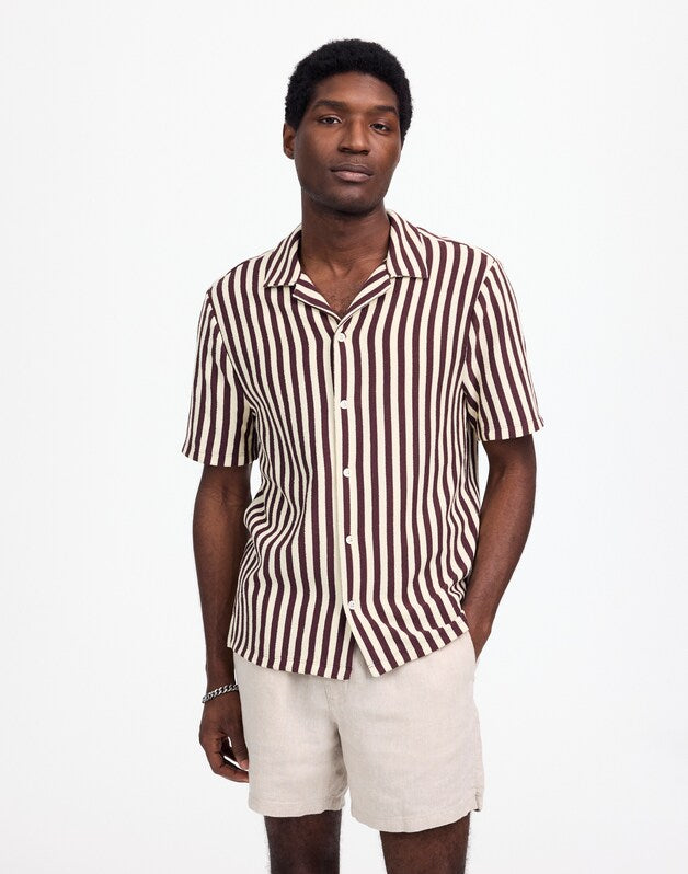 The Textured Knit Camp-Collar Shirt DUSTY PLUM