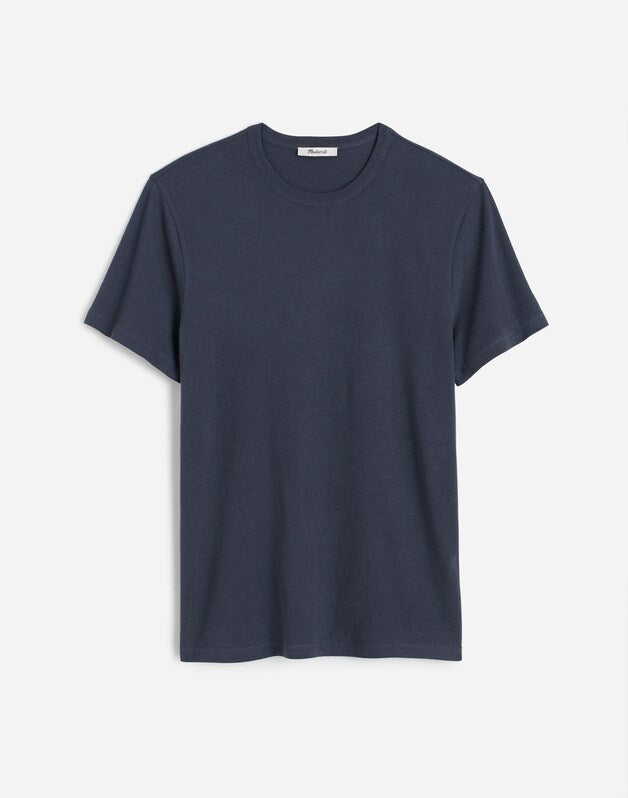 Allday Tee in Cotton-Linen Blend SUNFADED INDIGO