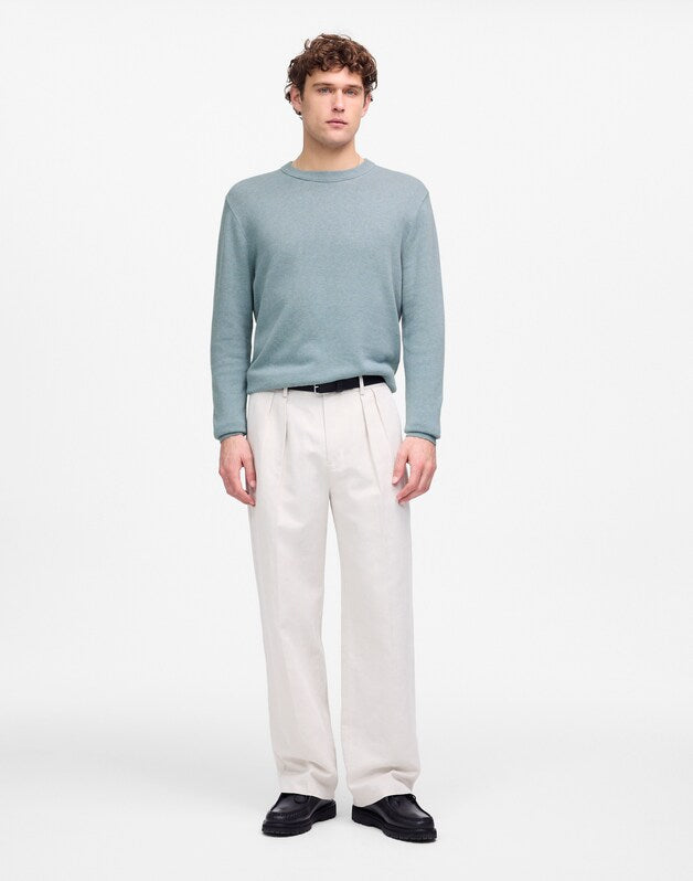 Crewneck Sweater in Lightweight Cotton-Linen Blend FADED RIVER