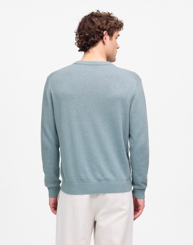 Crewneck Sweater in Lightweight Cotton-Linen Blend FADED RIVER