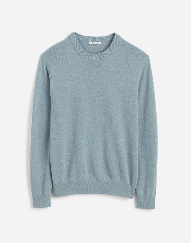 Crewneck Sweater in Lightweight Cotton-Linen Blend FADED RIVER