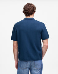Tuck-Stitch Button-Up Sweater Polo TRUE INDIGO