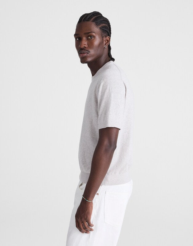 Crewneck Sweater Tee in Everyday Cotton HEATHER PEWTER