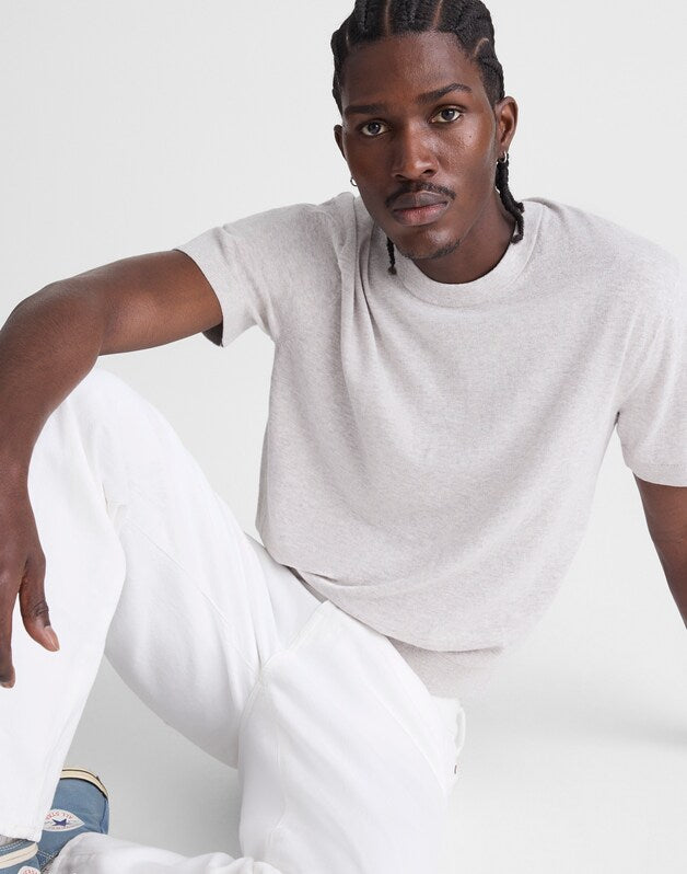 Crewneck Sweater Tee in Everyday Cotton HEATHER PEWTER