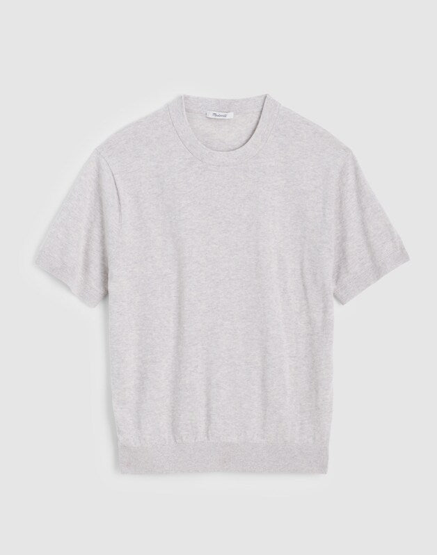 Crewneck Sweater Tee in Everyday Cotton HEATHER PEWTER