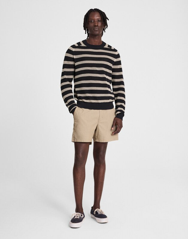 Mesh-Knit Crewneck Sweater in Lightweight Cotton-Linen Blend DARK NAVY