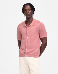 Diamond Pointelle-Stitch Sweater Polo WEATHERED BERRY
