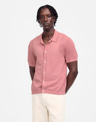 Diamond Pointelle-Stitch Sweater Polo WEATHERED BERRY