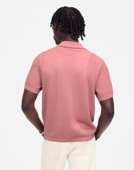 Diamond Pointelle-Stitch Sweater Polo WEATHERED BERRY