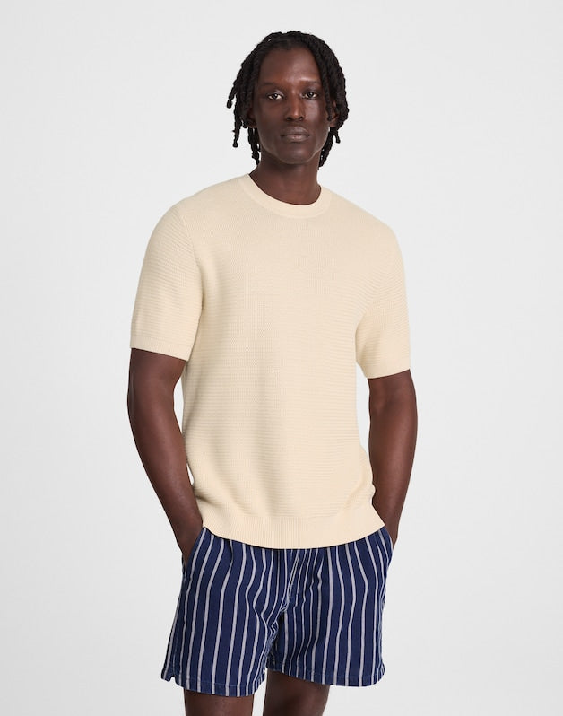 Zig-Zag Stitch Sweater Tee PARCHMENT