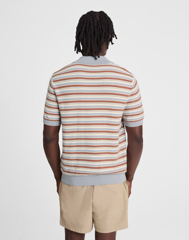 Three-Button Sweater Polo in Cotton-Linen Blend SOLSTICE