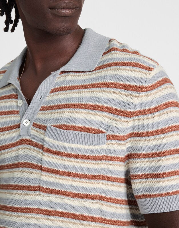 Three-Button Sweater Polo in Cotton-Linen Blend SOLSTICE