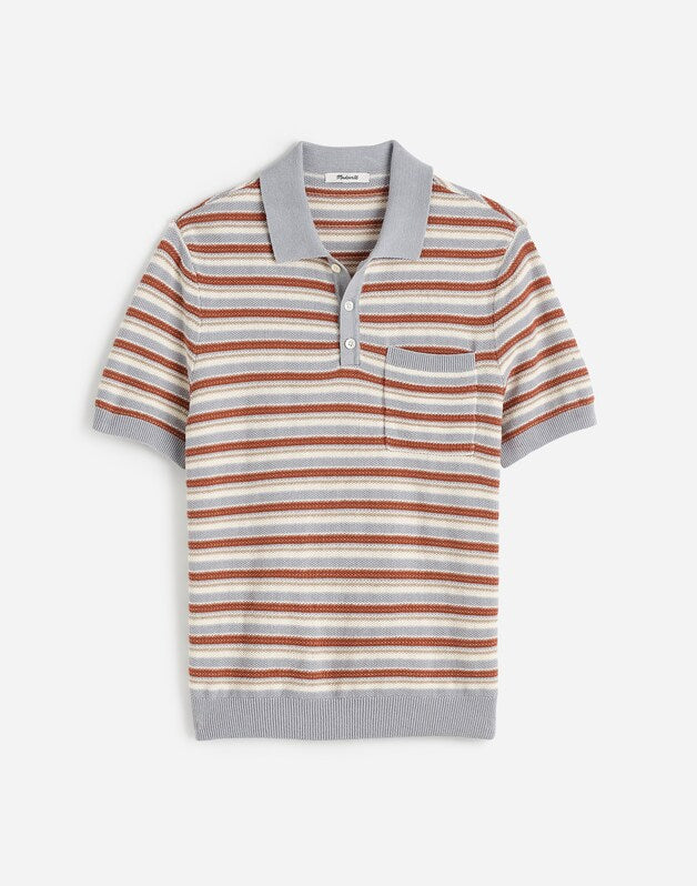 Three-Button Sweater Polo in Cotton-Linen Blend SOLSTICE