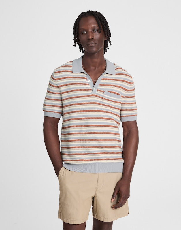 Three-Button Sweater Polo in Cotton-Linen Blend SOLSTICE