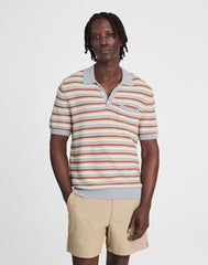Three-Button Sweater Polo in Cotton-Linen Blend SOLSTICE