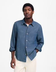 Chambray Button-Up Shirt in Cotton-Linen Blend LORENA WASH
