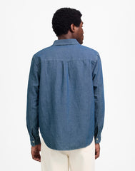Chambray Button-Up Shirt in Cotton-Linen Blend LORENA WASH