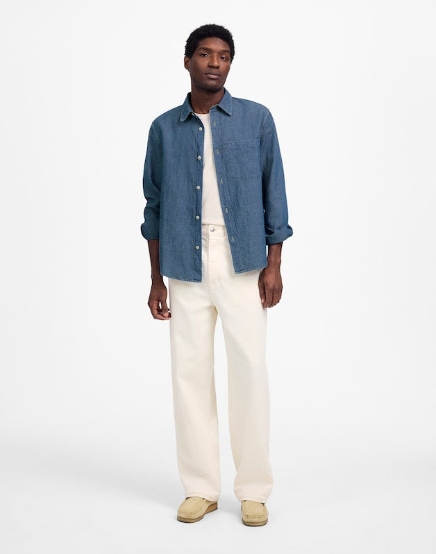 Chambray Button-Up Shirt in Cotton-Linen Blend LORENA WASH