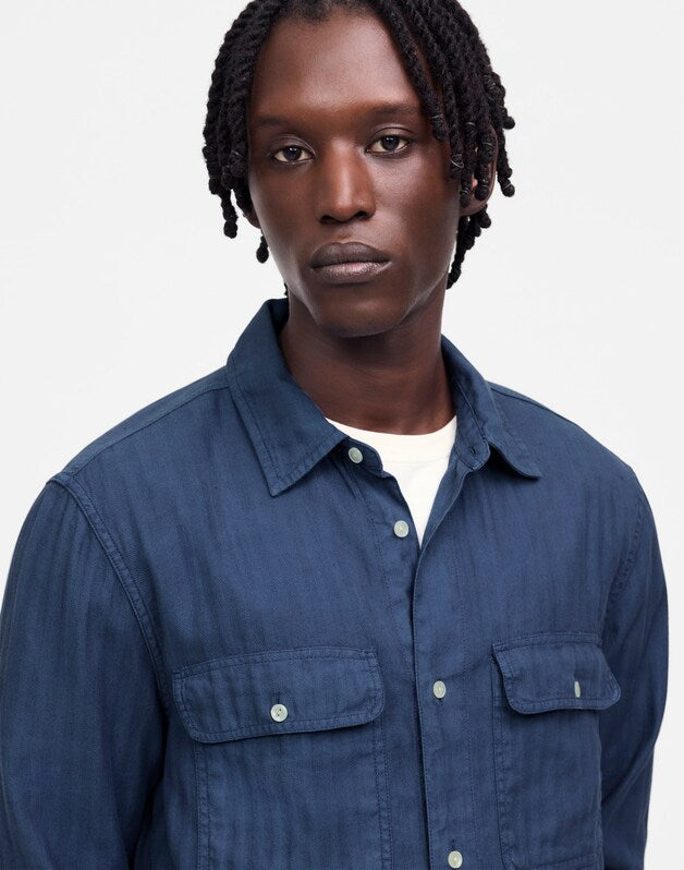 Work Shirt in Cotton-Linen Blend TRUE INDIGO