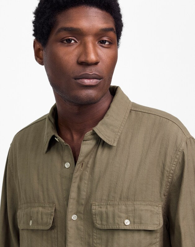 Work Shirt in Cotton-Linen Blend PRESSED SAGE
