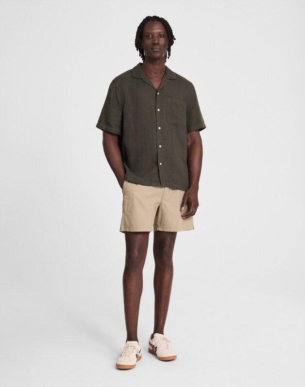 Indigo-Dyed Short-Sleeve Button-Up Shirt DARK SURPLUS