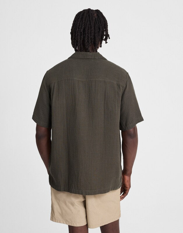 Indigo-Dyed Short-Sleeve Button-Up Shirt DARK SURPLUS