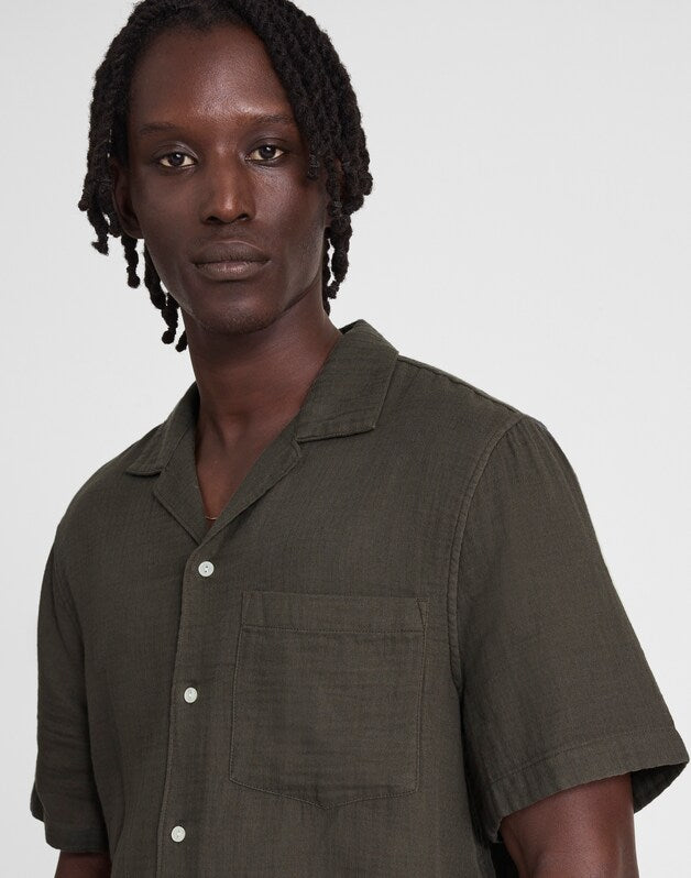 Indigo-Dyed Short-Sleeve Button-Up Shirt DARK SURPLUS