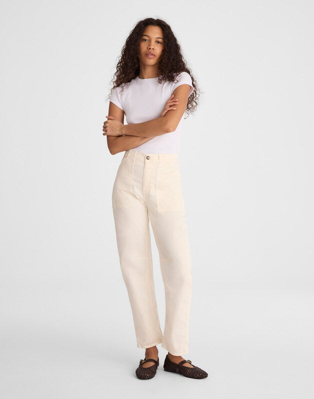 The Darted Barrel-Leg Utility Pant VANILLA