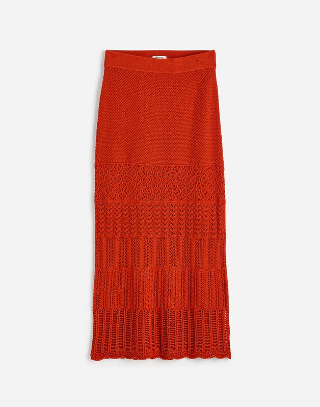 Pointelle-Stitch Maxi Skirt RUSTIC FLAME