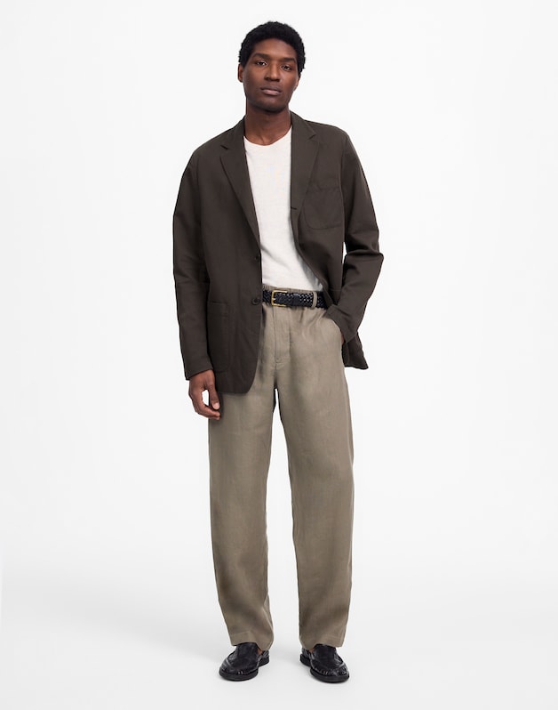 Unstructured Blazer in Cotton-Linen Blend SOFT CHARCOAL