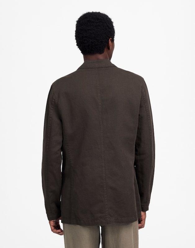 Unstructured Blazer in Cotton-Linen Blend SOFT CHARCOAL