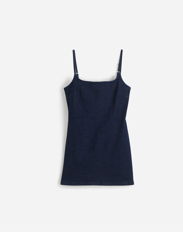 Denim Squareneck Romper in Briant Wash BRIANT WASH