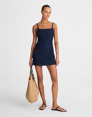 Denim Squareneck Romper in Briant Wash BRIANT WASH