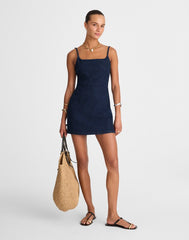 Denim Squareneck Romper in Briant Wash BRIANT WASH