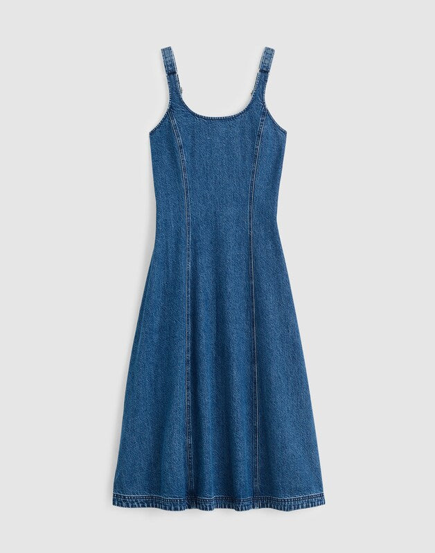 Denim Scoopneck Midi Dress CAMBY WASH