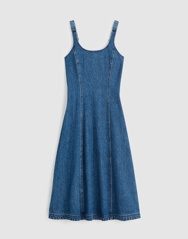 Denim Scoopneck Midi Dress CAMBY WASH