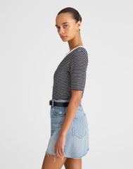 Raw-Hem Denim Mini Skirt in Kelleyville Wash KELLEYVILLE WASH