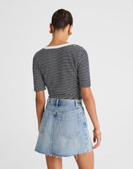 Raw-Hem Denim Mini Skirt in Kelleyville Wash KELLEYVILLE WASH