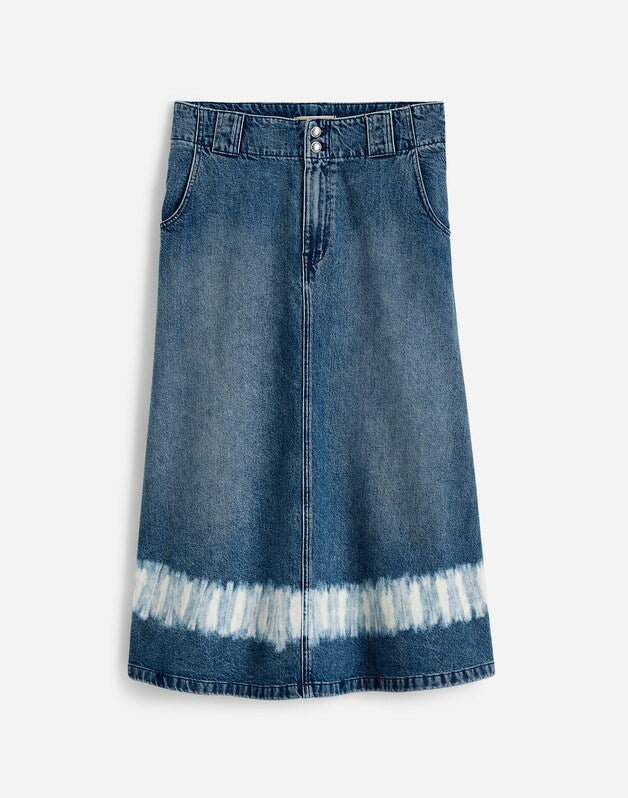 Shibori Denim A-Line Midi Skirt SHIBORI WASH