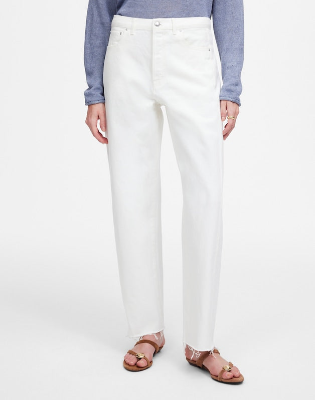 Pieced Barrel-Leg Jeans in Tile White TILE WHITE