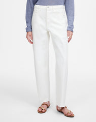 Pieced Barrel-Leg Jeans in Tile White TILE WHITE